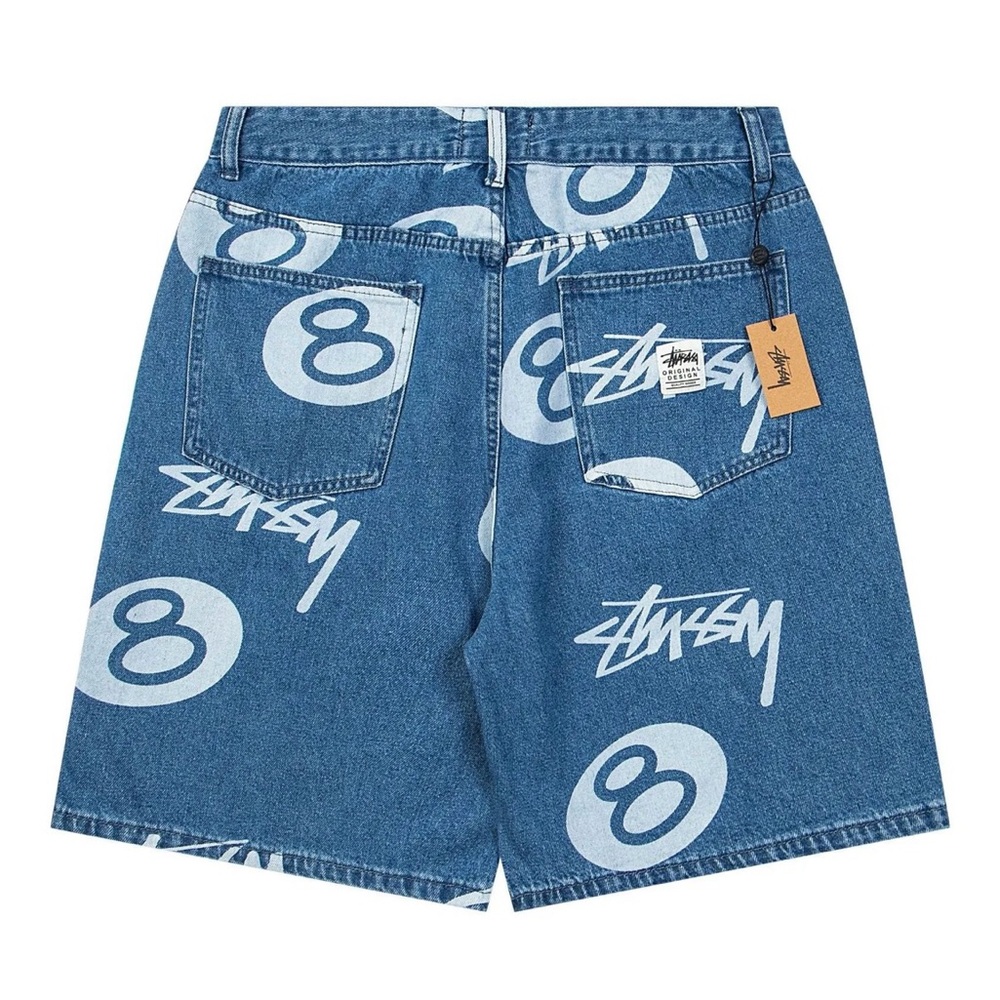 Stussy Denim Blue Logo Men's Shorts